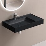 Doporro - lavabo suspendu avec bonde vasque à poser gris noir mat 80x46x12cm lave mains rectangulaire ... Doporro - lavabo suspendu avec bonde vasque à poser gris noir mat 80x46x12cm lave mains rectangulaire ...