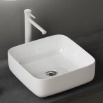 Doporro - lavabo vasque  poser blanc 38, 5x38, 5x14 cm lave mains carr en cramique revtement nano ...