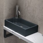 Doporro - lavabo vasque  poser lave mains en solid surface colossum 101 rectangulaire gris noir mat ...