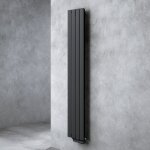 Radiateur pour chauffage central 180x31cm radiateur  eau chaude panneau monocouche design vertical noir ...