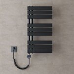 Radiateur de salle de bain s�che - serviette 76x40cm avec r�sistance chauffante noir 600w radiateur � ...