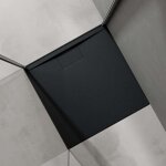 Doporro - receveur de douche bac  douche ultra plat en solid surface gris noir mat geoma07 90x90x3 cm ...