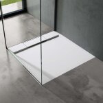 Doporro - receveur de douche design ultra plat 4 cm bac � douche carr� en solid surface blanc mat geoma04 ...