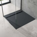 Doporro - receveur de douche design ultra plat 4 cm bac � douche carr� en solid surface gris noir mat ...