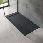 Doporro receveur de douche design ultra plat 4 cm bac  douche rectangulaire en solid surface gris noir ...