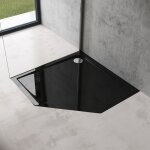 Doporro - receveur de douche pentagonale bac  douche extraplat acrylique noir faro05 100x100x4cm