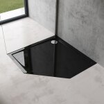 Doporro receveur de douche pentagonale bac � douche extraplat acrylique noir faro05 100x100x4cm + bonde ...