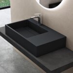 Doporro - lavabo suspendu gris noir mat 75cm vasque  poser avec bonde lave mains rectangulaire de qualit ...