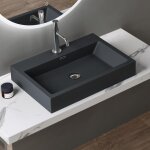 Doporro vasque � poser 60cm lavabo suspendu gris noir mat colossum06 fonte min�rale solid surface 60x42x10cm ...