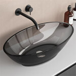 Doporro vasque � poser ovale �vier de r�sine transparente lavabo pour salle de bains toilettes invit�es ...
