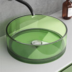 Doporro vasque � poser ronde lavabo circulaire �vier de r�sine transparente pour salle de bains toilettes ...