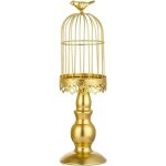 (dor� l) d�coration de bougeoir r�tro cr�ative en forme de cage � oiseaux, bougeoir en fer forg�, accessoires ...