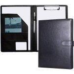 Dossier d?�criture a4 avec presse - papiers, porte - documents en cuir noir
