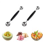 Double boule � melon diam�tre 25 / 30 mm lot de 2 cuill�res creuses double face en acier inoxydable forme ...
