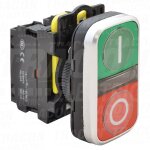 Double bouton on - off, i - o, vert + rouge 1×no + 1×nc ip65 Double bouton on - off, i - o, vert + rouge 1×no + 1×nc ip65
