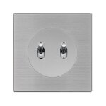 Double bouton poussoir alu avec manette chrome dom et plaque simple m�tallis�e gris ? commande �l�gante ...