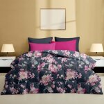 Double couette d'hiver stream 500 gr - doudoune 80 % plume 20 % doudoune - floral rose bleu nuit