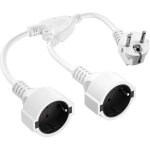 Double fiche pour prise, rallonge courte avec 2 prises, adaptateur de prise 2 prises, 16 a / 250 v, prise ...