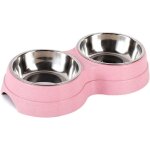 Double gamelle antid�rapante et amovible en acier inoxydable 2 en 1 pour chats de petite taille, chiots ...