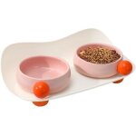 Double gamelle en c�ramique - bol anti �claboussure - pour chien et chat - 300 ml - antid�rapant - rose ...