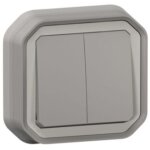 Double interrupteur ip55 plexo encastr� - gris - legrand
