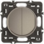 Double interrupteur ou va - et - vient céliane 10ax - enjoliveur titanium et support - legrand Double interrupteur ou va - et - vient céliane 10ax - enjoliveur titanium et support - legrand