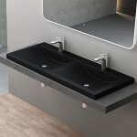 Doporro - double lavabo vasque  encastrer 120 cm noir lave mains rectangulaire en solid surface pour ...