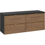 Double meuble suspendu sous vasque avec plan talia casella noir et ch�ne 120 cm