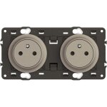 Double prise 2p + t surface cliane prcble - enjoliveurs titanium et support - legrand