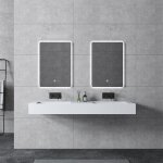Double vasque  poser ou a suspendre twg16, en fonte minrale - 153x45x15cm - couleur en option blanc ...