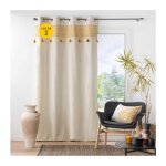 Douceur d'intérieur - lot de 2 rideaux a oeillets 140 x 240 cm polycoton + pompons isalina jaune Douceur d'intérieur - lot de 2 rideaux a oeillets 140 x 240 cm polycoton + pompons isalina jaune