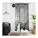Douceur d'intérieur - lot de 2 voilages a oeillets 140 x 240 cm voile sablé imprimé cabana noir Douceur d'intérieur - lot de 2 voilages a oeillets 140 x 240 cm voile sablé imprimé cabana noir
