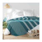 Douceur d'int�rieur - couvre lit 1 personne 180 x 220 cm coton / polyester tisse adele bleu