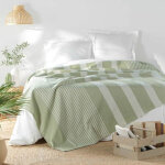 Douceur d'int�rieur - couvre lit 1 personne 180 x 220 cm coton / polyester tisse adele sauge