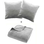 Douceur d'int�rieur - couvre - lit 240x260 cm + 2 housses de coussin 60x60 cm ? velours uni matelass� ...