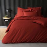 Douceur d'intérieur - housse de couette unie 240x260 cm - percale - tomette Douceur d'intérieur - housse de couette unie 240x260 cm - percale - tomette