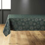 Douceur d'int�rieur - nappe verte avec motif dor�, pampille