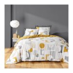 Douceur d'int�rieur - parure 3 p. 240 x 220 cm polycoton 52 fils geomelo ocre