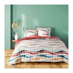 Douceur d'intrieur - parure 3 p. 240 x 220 cm polycoton 52 fils vagueline rouge