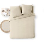 Douceur d'int�rieur - parure de lit 3 pi�ces - 100% coton fils teints - meline - beige - 240 x 220 cm ...