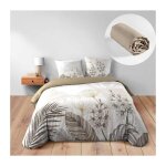 Douceur d'intrieur - parure de lit bastille - housse de couette 260 x 240 cm + drap - housse beige 160x200 ...