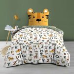 Douceur d'int�rieur - parure de lit enfant tigry 140x200 cm ? 100% coton ? 1 taie t�te de tigre ? r�versible ...