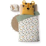 Douceur d'intrieur - parure de lit enfant tigry 140x200 cm ? 100% coton ? 1 taie tte de tigre ? rversible ...