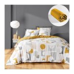 Douceur d'int�rieur - parure de lit geomelo 240 x 220 cm + drap - housse 140x190 cm jaune
