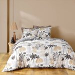 Douceur d'intrieur - parure de lit scarlett gris 240 x 220 cm + drap - housse 140x190 cm gris