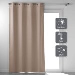 Douceur d'int�rieur - rideau a oeillets 135 x 260 cm 100% occultant thermique uni occultissime noisette ...