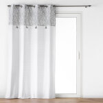 Douceur d'intrieur - rideau  oeillets fleurs flavie avec top gris 140x240 cm