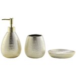 Douceur d'intrieur - set de bain trsor ? 3 pices ? grs uni mtallis - 30x20x17cm - dor