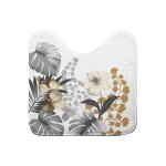 Douceur d'intérieur - tapis contour wc 45 x 45 cm microfibre imprimee kelly des. place blanc Douceur d'intérieur - tapis contour wc 45 x 45 cm microfibre imprimee kelly des. place blanc
