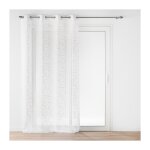 Douceur d'int�rieur - voilage a oeillets 140 x 240 cm voile sable imprime metallise louxor blanc